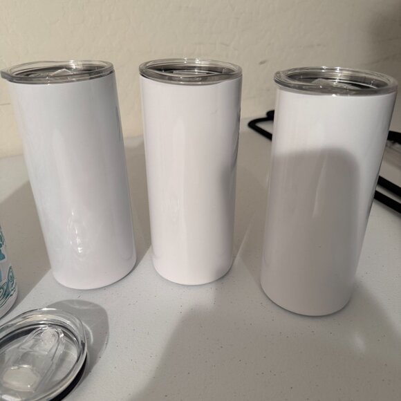 Stainless Steel Tumblers | With Lids & Straws | Set of 6 (3 Blank, 3 Decorated) - Picture 3 of 4